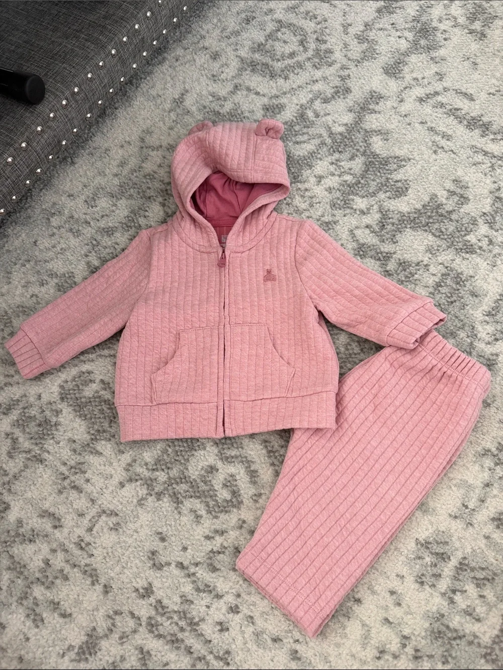 Baby GAP Pink Ribbed Hoodie & Pants Set